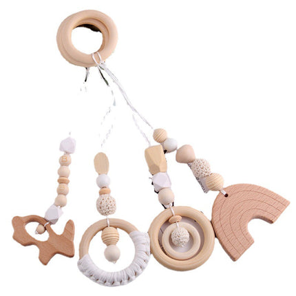 Wind Baby Gymnastic Rack Beech Wood Ring Teether Children's Toys Accessories Wooden Fitness Hand Ring