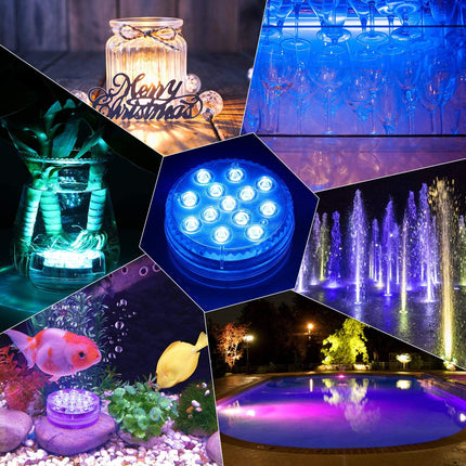 3 LEDs Underwater Light 16 Colors RGB IP68 Waterproof Swimming Pool Light RF Remote Control Submersible Lights For Pond Vase