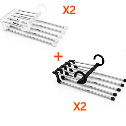 5 In 1 Wardrobe Hanger Multi-functional Clothes Hangers Pants Stainless Steel Magic Wardrobe Clothing Hangers For Clothes Rack