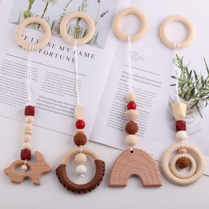 Wind Baby Gymnastic Rack Beech Wood Ring Teether Children's Toys Accessories Wooden Fitness Hand Ring