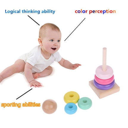 Warm Color Rainbow Stacking Ring Tower Stapelring Blocks Toddler Baby Toys