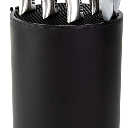 Knife Block Holder, Universal Knife Block without Knives, Unique Double-Layer Wavy Design, Round Black Knife Holder for Kitchen, Space Saver Knife Storage with Scissors Slot Amazon Platform Banned