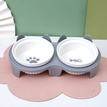 Cat Bowl Ceramic Double Bowl Water Bowl Tall Diagonal Pet Bowl supplies