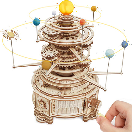 Robotime ROKR 316PCS Rotatable Mechanical Orrery 3D Wooden Puzzle Games Assemble Model Building Kits Toys Gift For Children Boys