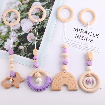 Wind Baby Gymnastic Rack Beech Wood Ring Teether Children's Toys Accessories Wooden Fitness Hand Ring