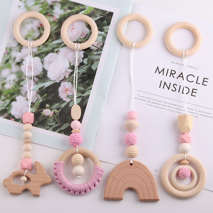 Wind Baby Gymnastic Rack Beech Wood Ring Teether Children's Toys Accessories Wooden Fitness Hand Ring