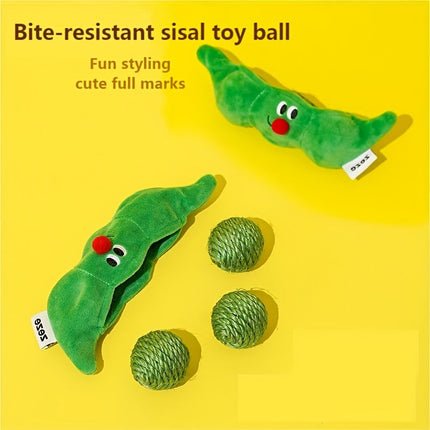 Pet Toys Bite Resistant Sisal Toy Ball Pea-pod Toy Cat Toy Storage Cat Self Hi Toy Pet Supplies