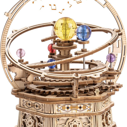 ROKR Rotating Starry Night Mechanical Music Box 3D Wooden Puzzle Assembly Model Building Kits Toys For Children Kids - AMK51