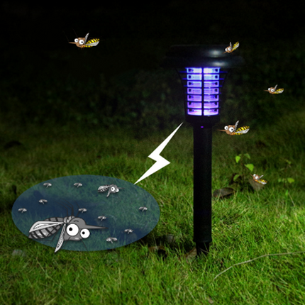 Solar Led Rechargeable Anti-Mosquito Lamp Electronic Fly Bug Zapper Insect Pest  Uv Trap Outdoor Garden Lawn Lamp