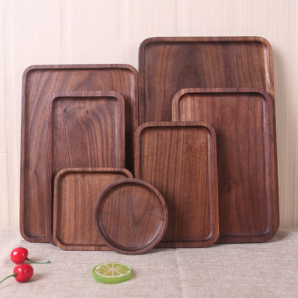 Japanese Style Wooden Black Walnut Rectangular Dinner Plate